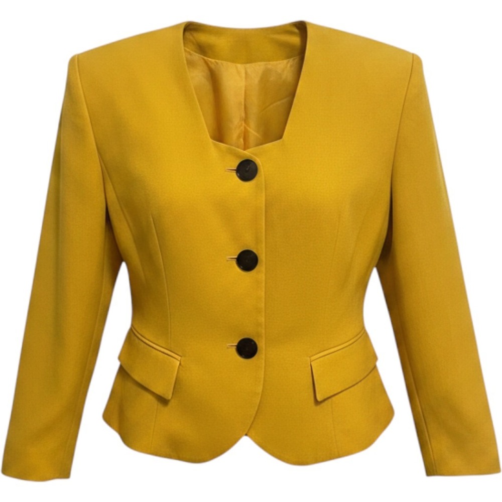 Vintage Yellow Peplum Blazer Jacket Bicci New York Size 10